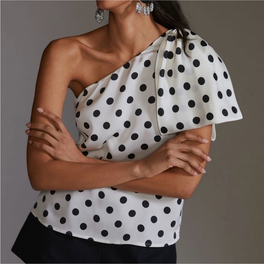 SOLD Anthropologie Sachin + Bobi Black & White Polka Dot Off the Shoulder Top